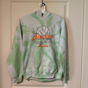 Tye-Dye Green Hoodie with Pocket - M